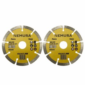 Lot de 2 disques diamant 115mm pour béton pierre et brique (115 X 2.0 X 22.2MM)