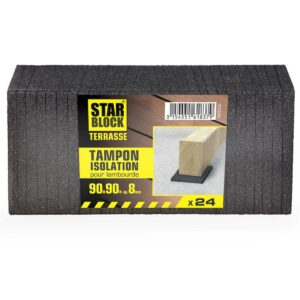 Meilleur prix Lot 24 tampons d'isolation pour lambourdes en caoutchouc aggloméré. 90x90mm en solde