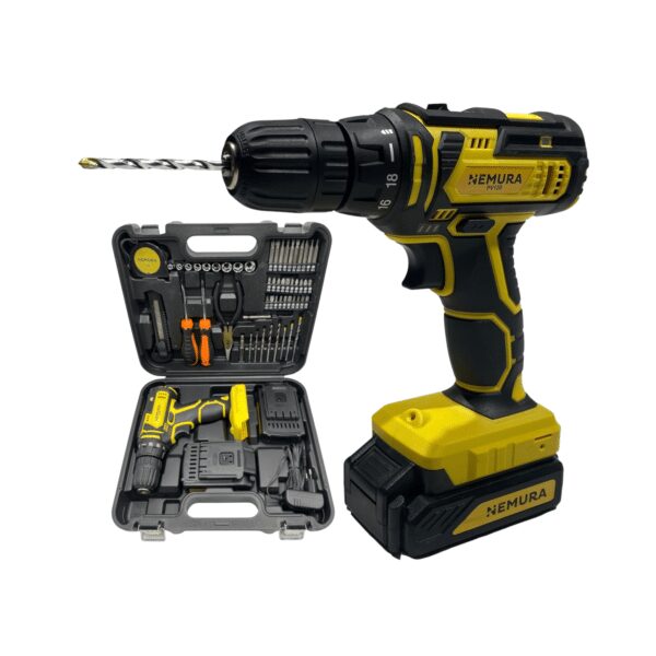 Perceuse visseuse sans fil NEMURA 20V + 2 batteries + chargeur rapide + 54 accessoires