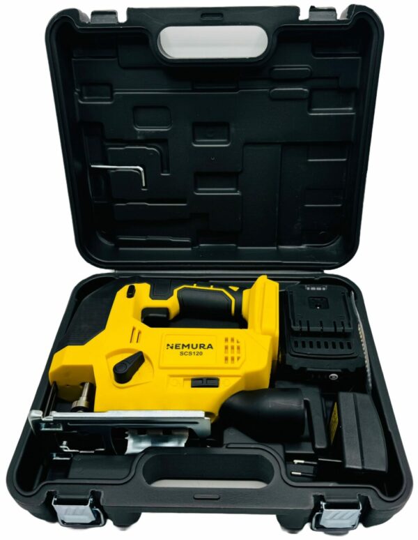 Scie Sauteuse sans fil 20V NEMURA + Batterie 2Ah + Chargeur rapide + Malette de Rangement