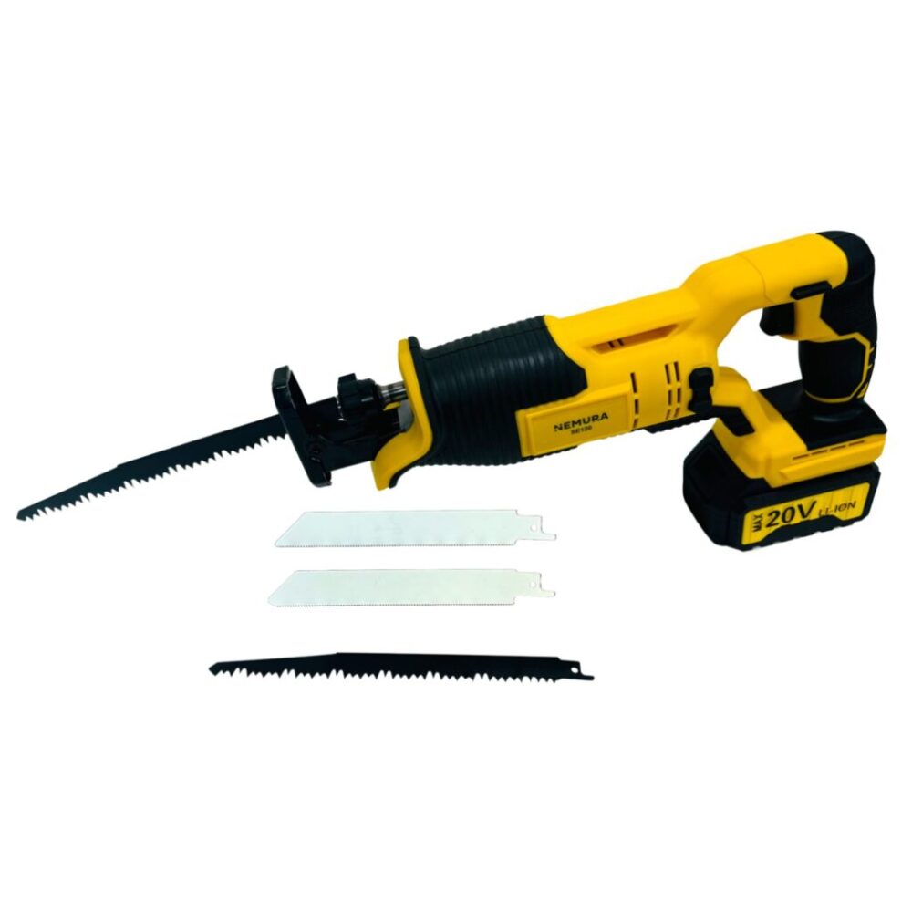 Scie Sabre sans fil 20V brushless NEMURA + Batterie 3Ah + Chargeur rapide + 4 lames