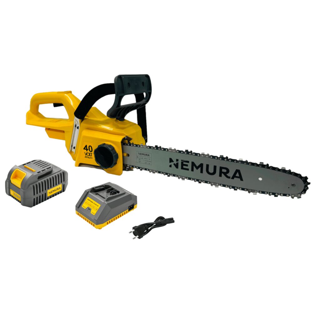 Tronçonneuse à batterie NEMURA 40V + Batterie 4Ah + Chargeur rapide - Coupe de 40cm