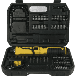 Tournevis électrique sans fil NEMURA 3,6V + batterie 1.3Ah + chargeur rapide + Mallette de 82 pièces