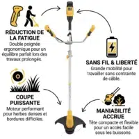 Débroussailleuse à batterie NEMURA 20V - Fonction 2 en 1: fil et lame + Batterie 4Ah + Chargeur rapide et ses avantages