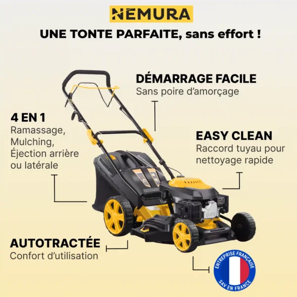 tondeuse_TD146A Tondeuse thermique tractée 146cm3 - Coupe 46cm - Démarrage "Auto Choke"