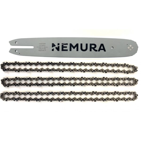 Guide de 40cm + 3 Chaînes de tronçonneuse - 55 maillons - Pas 3/8LP - Jauge 0.50 (1.3mm)