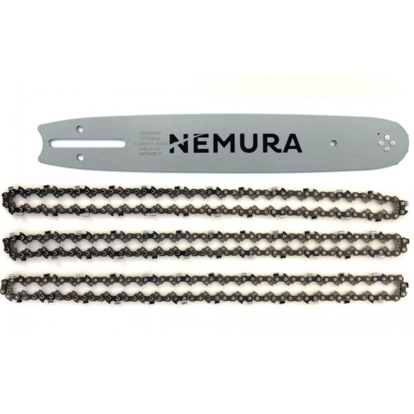 Guide de 25cm Pour Elagueuse + 3 Chaînes 40 maillons 3/8 LP .050 (1,3mm)