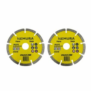 Lot de 2 disques diamant 125mm pour béton pierre et brique (125 X 2.0 X 22.2MM)