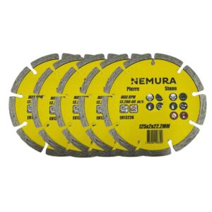 Lot de 5 disques diamant 125mm pour béton pierre et brique (125 X 2.0 X 22.2MM)