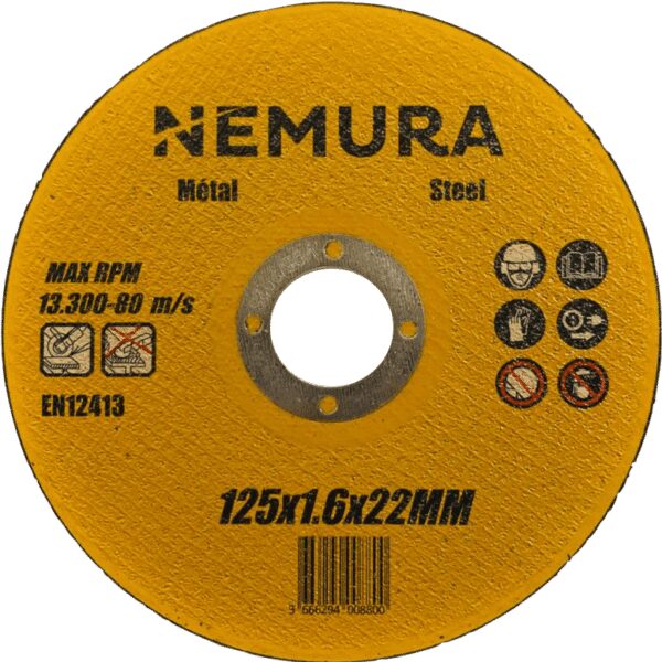 Disque à tronçonner pour meuleuse 125mm pour le métal (125 X 1.6 X 22.2MM)