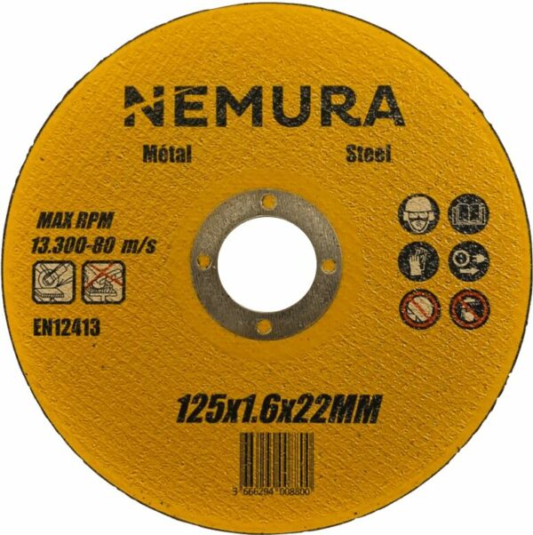 Disque à tronçonner pour meuleuse 125mm pour le métal (125 X 1.6 X 22.2MM)
