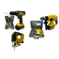 Pack 3 outils Perceuse, Perforateur, Scie Sauteuse NEMURA 20V + 3 batteries + Chargeur