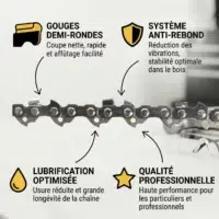 chaine_info Chaîne de tronçonneuse 32 maillons - Pas 1/4" - Jauge 1,1mm et ses avantages