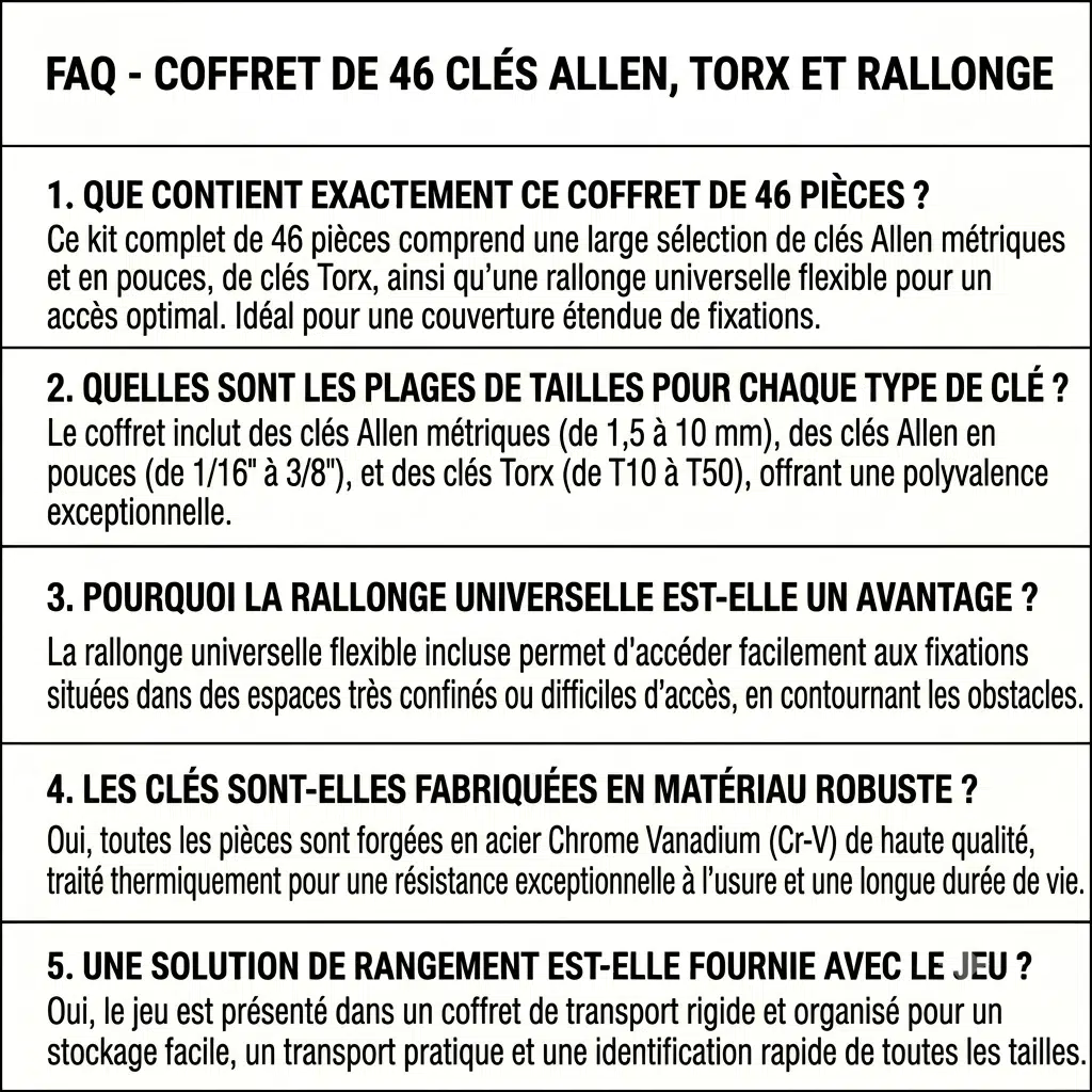 Coffret de 46 Clés Allen et Torx en Chrome Vanadium Qualité Professionnelle + Rallonge Universelle – Image 4