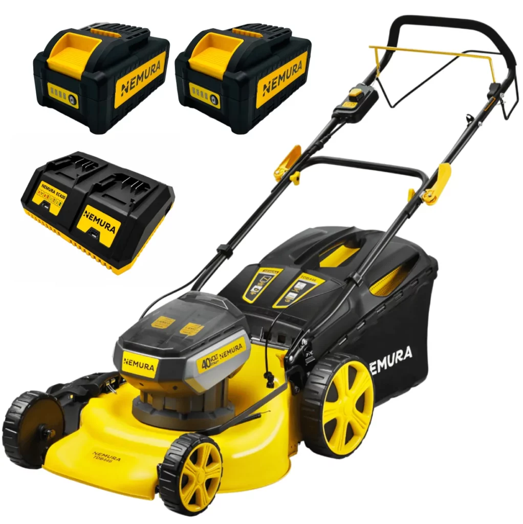 Tondeuse A Batterie 80V (2x40V) - Coupe 46cm - Autotractée + 2 Batteries 4Ah + Double Chargeur - Autonomie 500 m²