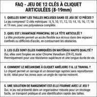 L12CA_FAQ FAQ pour le produit : Jeu De 12 Clés à Cliquet Articulées 8-19mm