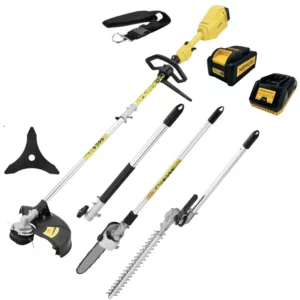 DMB440_CB4 Kit débroussailleuse multifonction 4 en 1 Némura 40V avec élagueuse sur perche, taille-haies, coupe-bordures, batterie 4 Ah et chargeur rapide