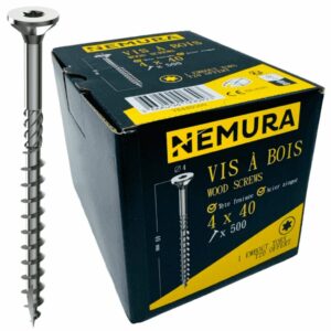 Lot de 500 Vis à Bois 4 x 40 mm - en Acier Zingué à Tête Fraisée - vis à bois Torx - Visses Spéciales pour Bois et Aggloméré- Haute Qualité Durable - Marque Francaise