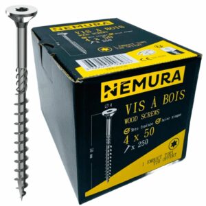 Lot de 500 Vis à Bois 4 x 50 mm - en Acier Zingué à Tête Fraisée - vis à bois Torx - Visses Spéciales pour Bois et Aggloméré- Haute Qualité Durable - Marque Francaise