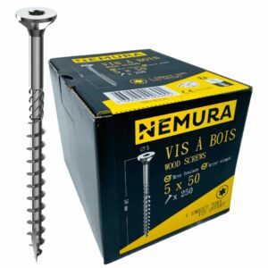Lot de 500 Vis à Bois 5 x 50 mm - en Acier Zingué à Tête Fraisée - vis à bois Torx - Visses Spéciales pour Bois et Aggloméré- Haute Qualité Durable - Marque Francaise