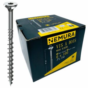 Lot de 150 Vis à Bois 6 x 100 mm - en Acier Zingué à Tête Fraisée - vis à bois Torx - Visses Spéciales pour Bois et Aggloméré- Haute Qualité Durable - Marque Francaise