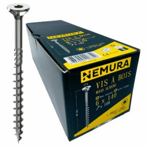 Lot de 100 Vis à Bois 6 x 140 mm - en Acier Zingué à Tête Fraisée - vis à bois Torx - Visses Spéciales pour Bois et Aggloméré- Haute Qualité Durable - Marque Francaise