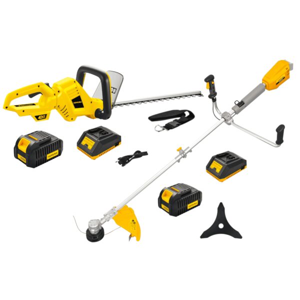 Pack 2 outils - Débroussailleuse à batterie 40V + Taille-haies à batterie 40V + 2 batteries + 2 chargeurs