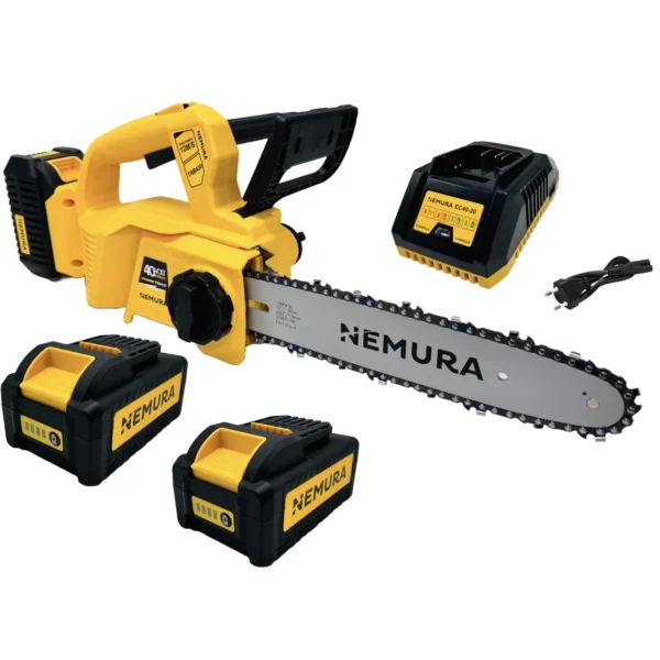 Tronçonneuse Elagueuse à batterie NEMURA 40V - Coupe de 30cm + 2 Batteries 2Ah + Chargeur rapide