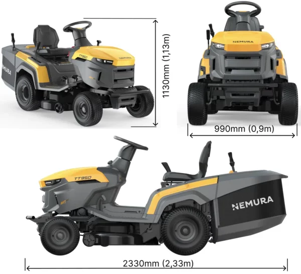 TT750_dimensions Dimensions du tracteur tondeuse autoporté Nemura 547cc – Largeur de coupe 95 cm