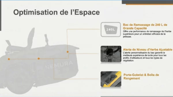TT750_espace Illustration présentant les performances du tracteur tondeuse autoporté Némura