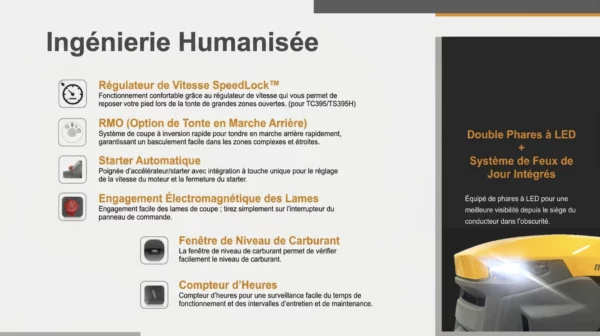 TT750_ingénierie Brochure présentant les caractéristiques techniques du tracteur tondeuse autoporté Nemura 547cc Némura