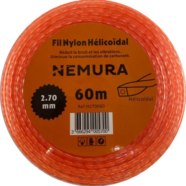 Fil Débroussailleuse Hélicoïdal Silencieux L: 60m, Ø: 2,70mm